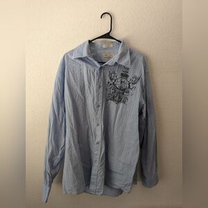 Eighty Eight Y2K Mens Blue Long Sleeve Button Down